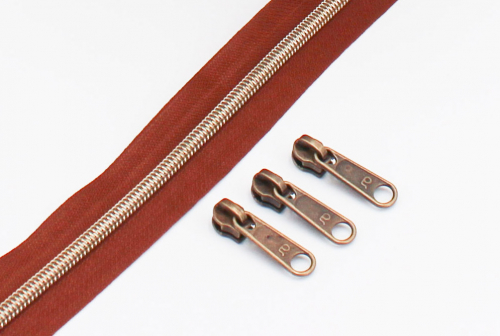 Endlosreißverschluss metallisiert rehbraun/messing-antik (1m)